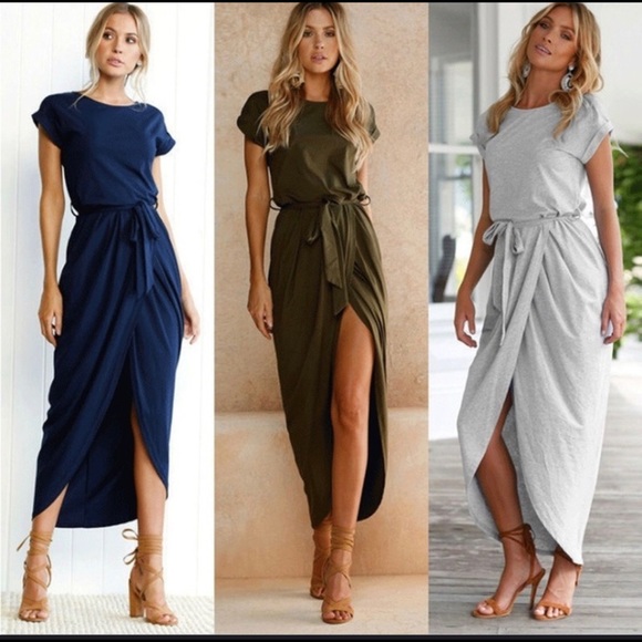 Dresses & Skirts - Navy Blue long wrap dress